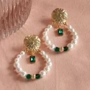 Dije Rectángulo 11x7mm con cristal facet Acero Inoxidable 316L Dorado Esmeralda x1