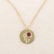 Dije de piedra de nacimiento óxido de circonio Janvier 6mm Acero inoxidable 304L Dorado Siam