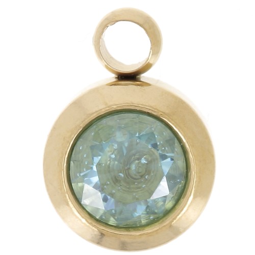 Dije de piedra natal CZ de 6 mm - Marzo - Acero inoxidable 316 dorado, aguamarina x1