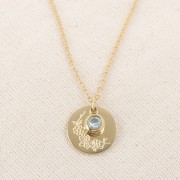 Dije de piedra natal CZ de 6 mm - Marzo - Acero inoxidable 316 dorado, aguamarina x1