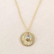 Dije de piedra natal CZ de 6 mm - Marzo - Acero inoxidable 316 dorado, aguamarina x1
