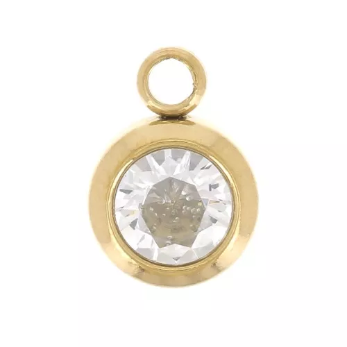 Dije de piedra de nacimiento óxido de circonio 6 mm Avril Acero inoxidable 304L Dorado Cristal
