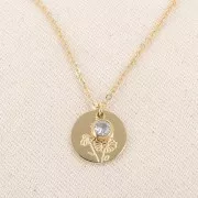 Dije de piedra de nacimiento óxido de circonio 6 mm Avril Acero inoxidable 304L Dorado Cristal