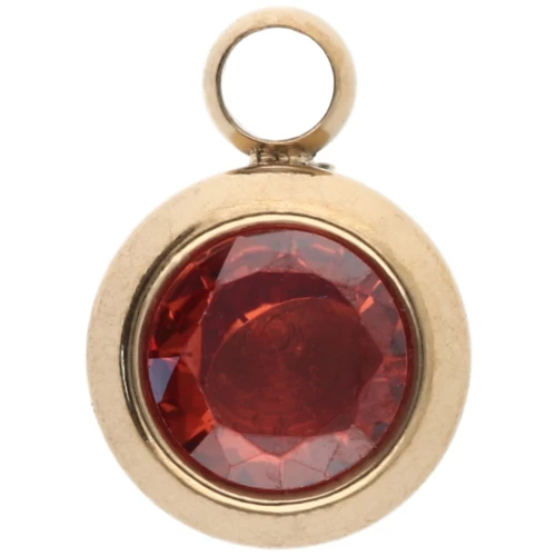 Dije piedra de nacimiento óxido de circonio 6 mm Julio Acero inoxidable 304L Dorado Rubí