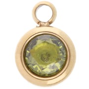 Dije piedra de nacimiento óxido de circonio 6 mm agosto Acero inoxidable 304L Dorado - Peridoto