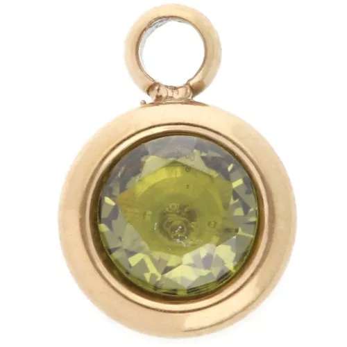 Dije piedra de nacimiento óxido de circonio 6 mm agosto Acero inoxidable 304L Dorado - Peridoto