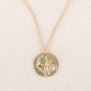 Dije piedra de nacimiento óxido de circonio 6 mm agosto Acero inoxidable 304L Dorado - Peridoto