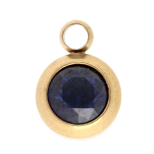 Dije piedra de nacimiento zirconia 6mm Septiembre Acero inoxidable 304L Dorado Zafiro