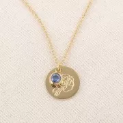 Dije piedra de nacimiento zirconia 6mm Septiembre Acero inoxidable 304L Dorado Zafiro