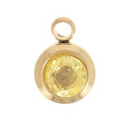 Dije piedra de nacimiento óxido de circonio 6mm Noviembre Acero inoxidable 304L Dorado Topacio