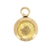 Dije piedra de nacimiento óxido de circonio 6mm Noviembre Acero inoxidable 304L Dorado Topacio