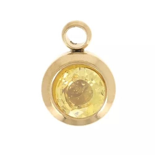 Dije piedra de nacimiento óxido de circonio 6mm Noviembre Acero inoxidable 304L Dorado Topacio