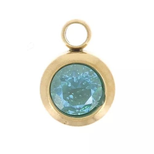 Dije de Oxido de Circonio 6mm Diciembre Acero inoxidable 304L Dorado - Azul