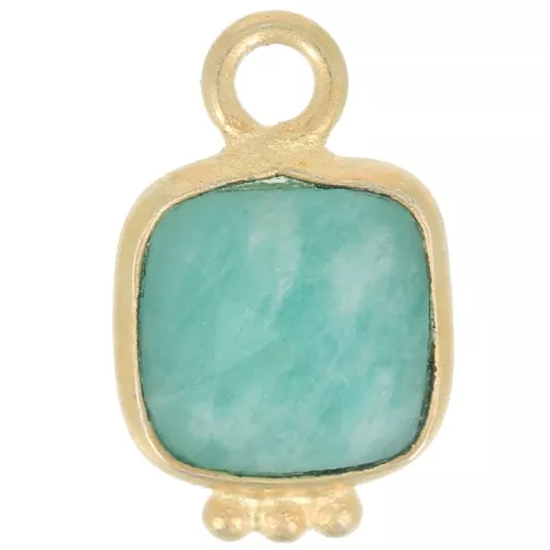 Dije cuadrado 11x7 mm Gemstone Charm - Dorado oro fino - Amazonita x1