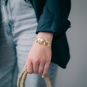 Dije cuadrado 11x7 mm Gemstone Charm - Dorado oro fino - Amazonita x1