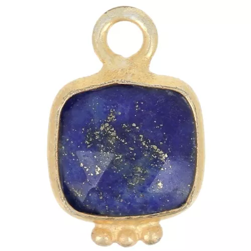 Dije cuadrado 11x7mm Gemstone Charm - Dorado oro fino - Lapis lazulix1