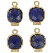 Dije cuadrado 11x7mm Gemstone Charm - Dorado oro fino - Lapis lazulix1