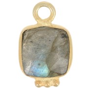 Dije cuadrado 11x7mm Gemstone Charm - Dorado oro fino - Labradorita x1