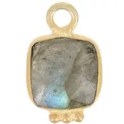 Dije cuadrado 11x7mm Gemstone Charm - Dorado oro fino - Labradorita x1