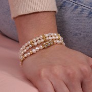 Tubo de perlas con cabujones de cristal Preciosa 16x7 mm - Oro - Cristal x1