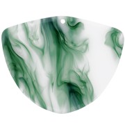 Colgante geométrico de acetato 35x45 mm - Verde oscuro jaspeado - Blanco x1|raw }}
