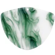 Colgante geométrico de acetato 35x45 mm - Verde oscuro jaspeado - Blanco x1