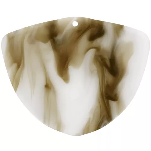 Colgante geométrico de acetato 35x45 mm - Marrón jaspeado - Blanco x1