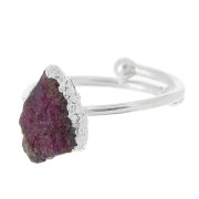 Anillo druzy en piedra preciosa Sillimanite teñido T.48 a 56 - Arg 925 - imit Rubí|raw }}