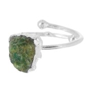 Anillo Druzy - gema Sillimanita color T.48 a 56 - Arg 925 - imita Esmeralda|raw }}