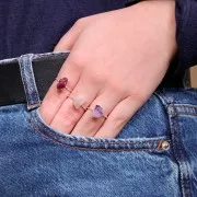 Anillo Druzy - Talla 48 a 56 - Plata 925 - Amatista x1