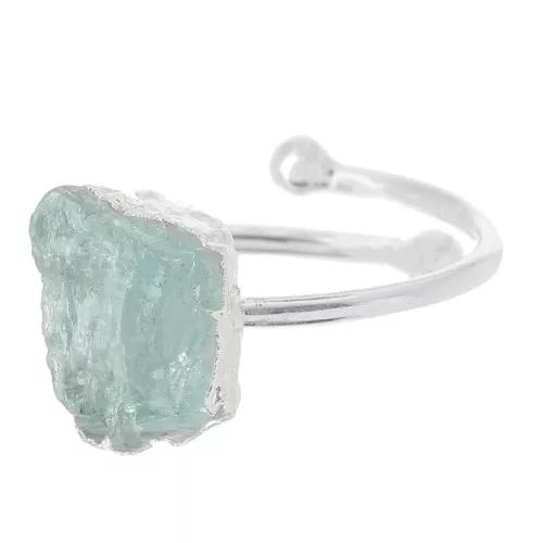 Anillo Druzy - Talla 48 a 56 - Plata de ley 925 - Aguamarina x1