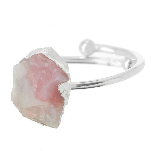 Anillo Druzy - Talla 48 a 56 - Plata 925 - Opalo rosa x1