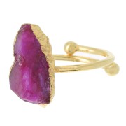 Anillo druzy piedra Sillimanite teñido T.48 a 56 plata 925 Oro fino - imita Rubí