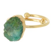 Anillo Druzy - Sillimanita Tintada S.48 a 56 plata 925 Dorado -imitación Esmeralda