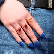 Anillo con gema Druzy - Talla 48 a 56 - Plata de ley 925 Dorada - Granate