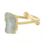 Anillo con gema Druzy - S.48 a 56 - Plata 925 Dorada - Piedra luna