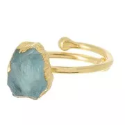 Anillo de piedras preciosas Druzy - S.48 a 56 - Plata de ley 925 dorado Aguamarina
