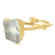Anillo de piedras preciosas Druzy S.48 a 56 - Plata 925 Dorada - Cristal de Roca|raw }}