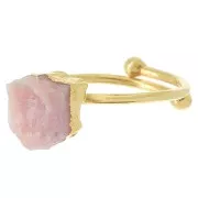 Anillo con gema Druzy - Talla 48 a 56 - Plata 925 Dorada - Opalo rosa