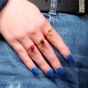 Anillo con gema Druzy - Talla 48 a 56 - Plata 925 Dorada - Citrino