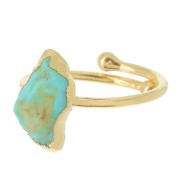 Anillo de piedras preciosas Druzy T.48 a 56 - Plata 925 Oro Fino Dorado - Turquesa Natural