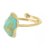 Anillo de piedras preciosas Druzy T.48 a 56 - Plata 925 Oro Fino Dorado - Turquesa Natural