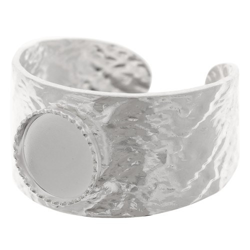 Anillo con cabujón engastado en la parte inferior plana 8 mm - Talla 52 a 58 - Plata 925 x1