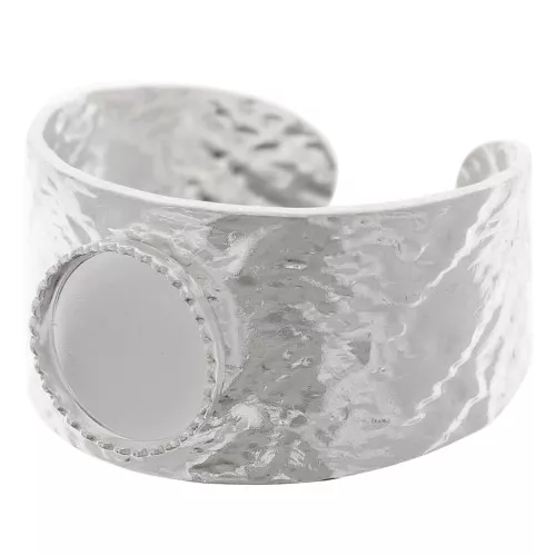 Anillo con cabujón engastado en la parte inferior plana 8 mm - Talla 52 a 58 - Plata 925 x1