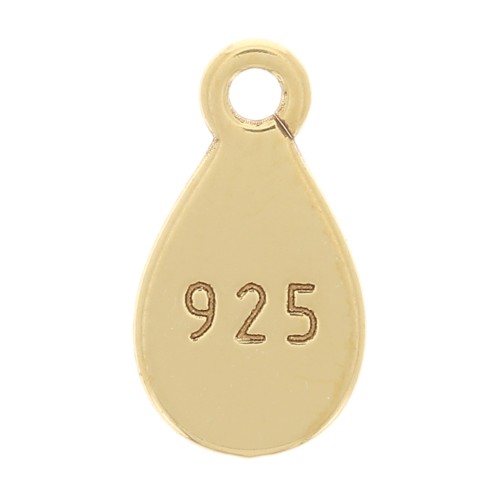 Colgante gota 9x5 mm con anilla abierta - Plata de Ley 925 Dorada