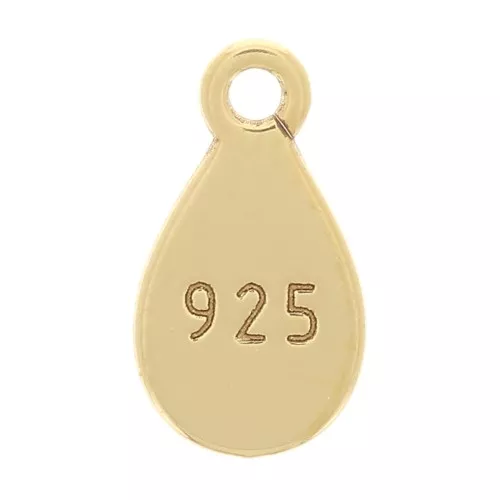 Colgante gota 9x5 mm con anilla abierta - Plata de Ley 925 Dorada