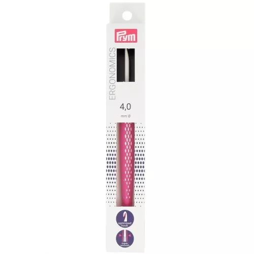 Gancho de plástico ergonómico para lana Prym - 4 mm - Blanco - Rosa viejo x1