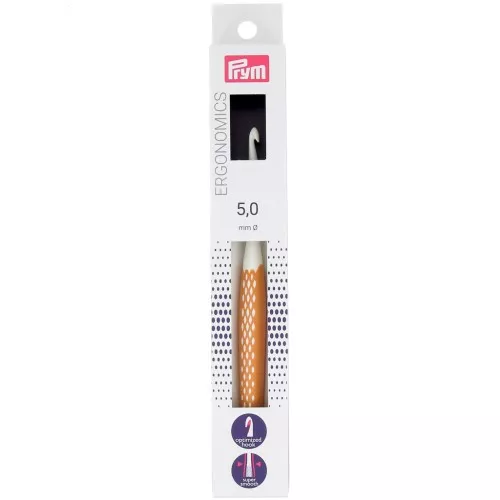 Gancho de plástico ergonómico para lana Prym - 5 mm - Blanco - Miel x1
