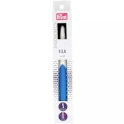Gancho de plástico ergonómico para lana Prym - 10 mm - Blanco - Azul real x1