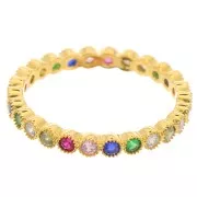 Anillo fino con óxido de circonio - Talla 51 - Dorado fino - Multicolor x1